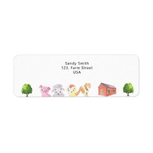 Farm with animals - Return Address Label