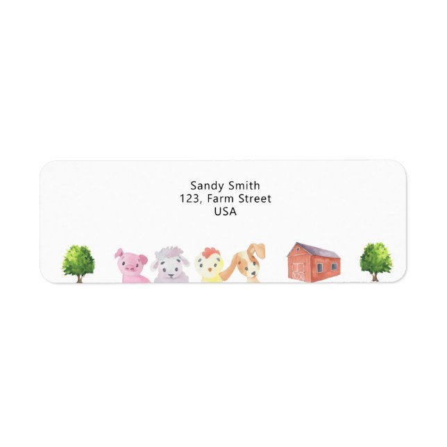 Farm with animals - Return Address Label (Front)