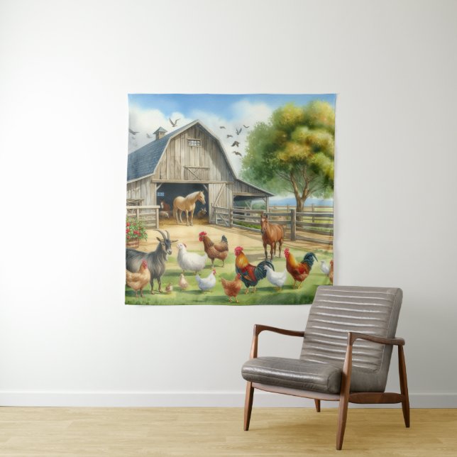 Farm With Animals  Tapestry (In Situ)