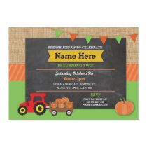 Farm Yard Birthday Party Pumpkin Tractor Invite