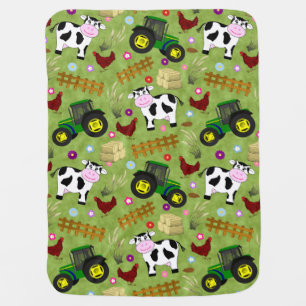 Farm Yard Cow Baby Blanket