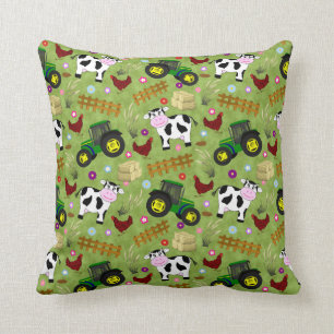 Farm Yard Cow Throw Pillow