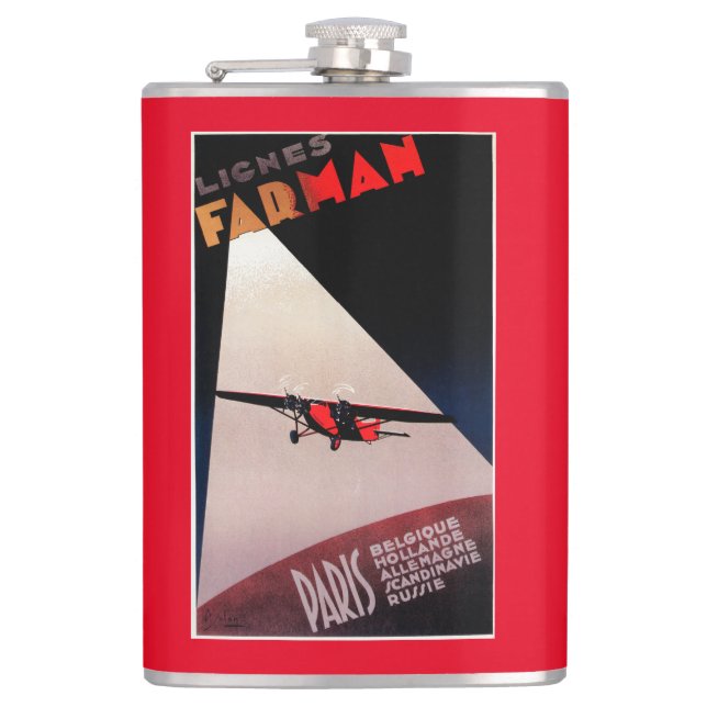 Farman Airlines Farman 300 Monoplane Promo Poste Flask (Front)