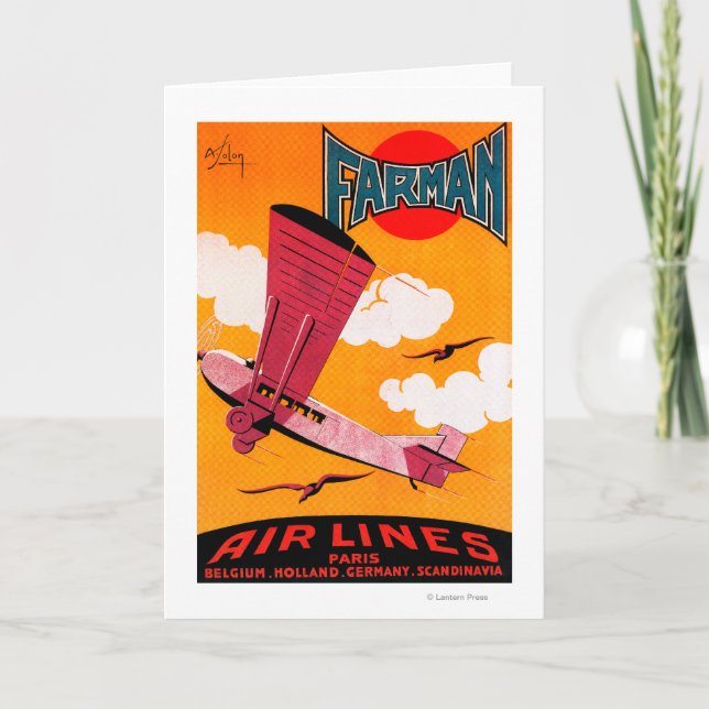 Farman Brothers Airlines F-170 Monoplane Poster Holiday Card (Front)
