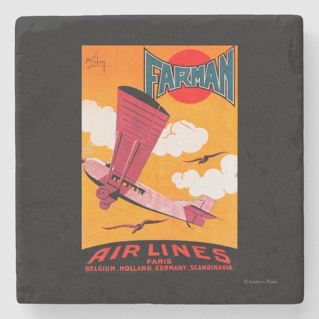 Farman Brothers Airlines F-170 Monoplane Poster Stone Coaster (Front)