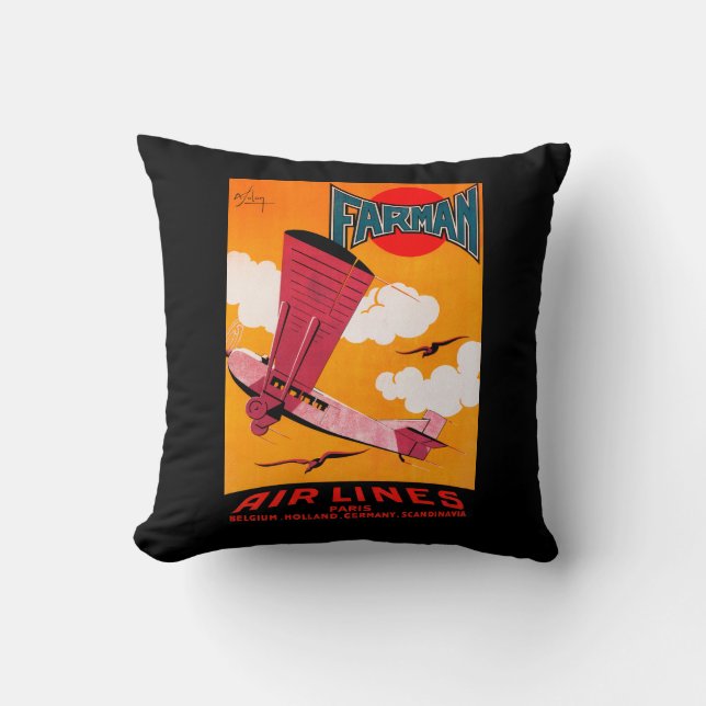 Farman Brothers Airlines F-170 Monoplane Poster Throw Pillow (Front)