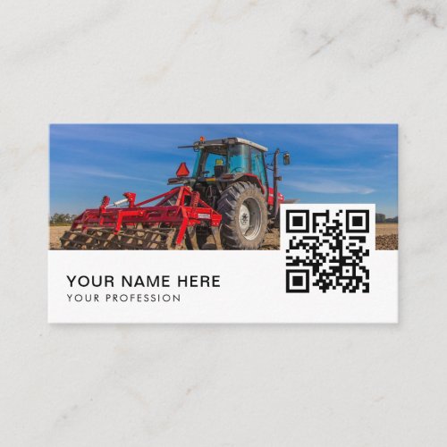 Farmer Agriculture Tractor QR Code  Business Card