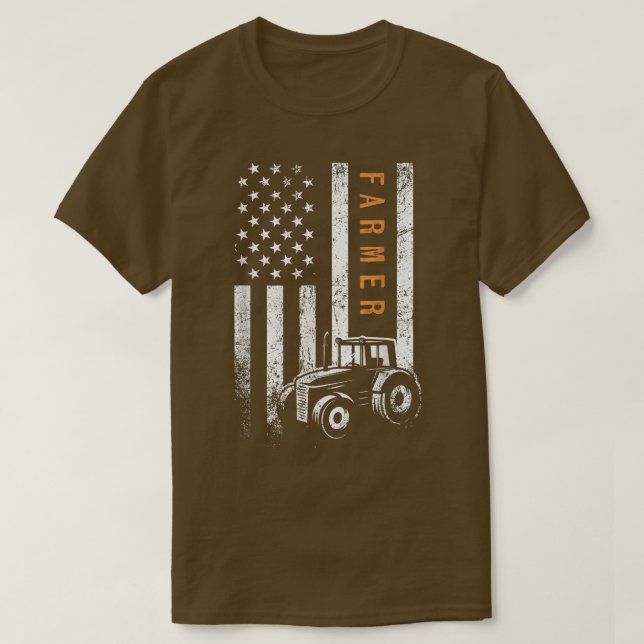 Farmer American Flag Design Farm Farming  T-Shirt (Design Front)