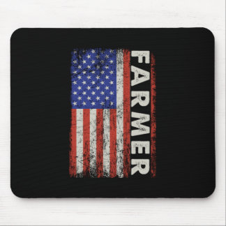 Farmer American Flag Farm Tractor Cow Chicken Gift Mouse Pad