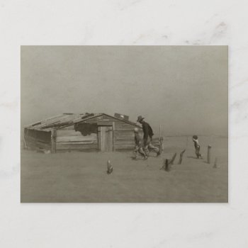 Farmer And Sons Walking In A Dust Storm Postcard by allphotos at Zazzle
