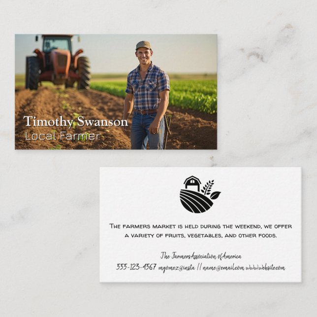Farmer and Tractor in the Fields Business Card (Front/Back)