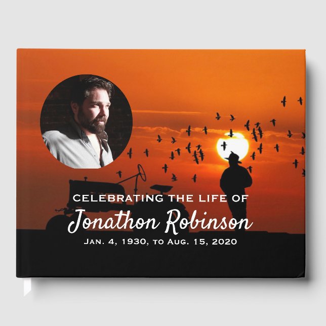 Farmer and Tractor Memorial Guest Book (Front)