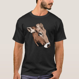 Farmer animal graphic head imprint motif with cow T-Shirt