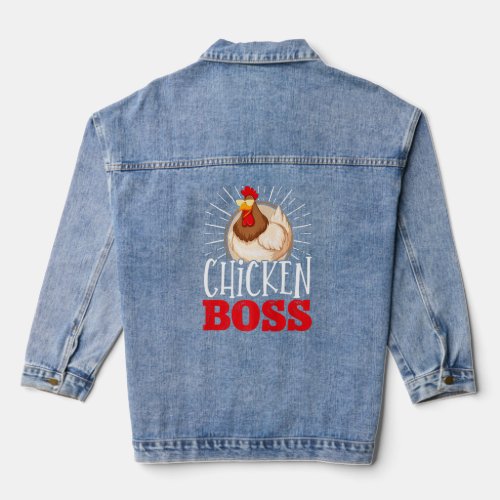 Farmer Animal Pet Chicken Boss Chickens  Denim Jacket