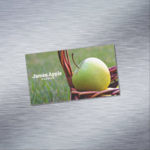 Farmer, apples business card magnet
