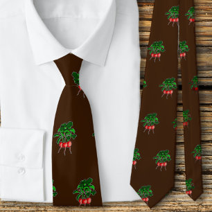 Farmer Beets Pattern Brown Neck Tie