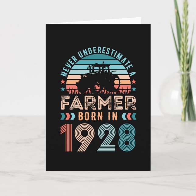 Farmer born 1928 100th Birthday Farming Gift Retro Card (Front)