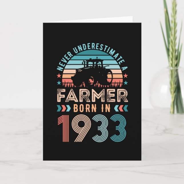 Farmer born 1933 90th Birthday Farming Gift Retro Card (Front)