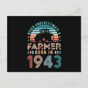 Farmer born 1943 80th Birthday Farming Gift Retro Postcard
