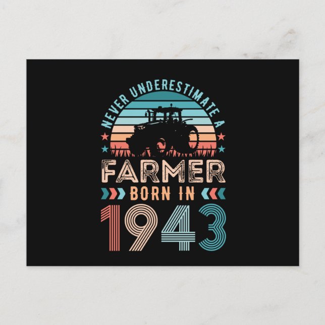 Farmer born 1943 80th Birthday Farming Gift Retro Postcard (Front)