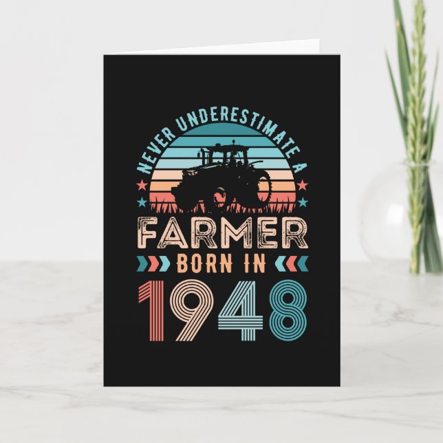 Farmer born 1948 80th Birthday Farming Gift Retro Card (Front)