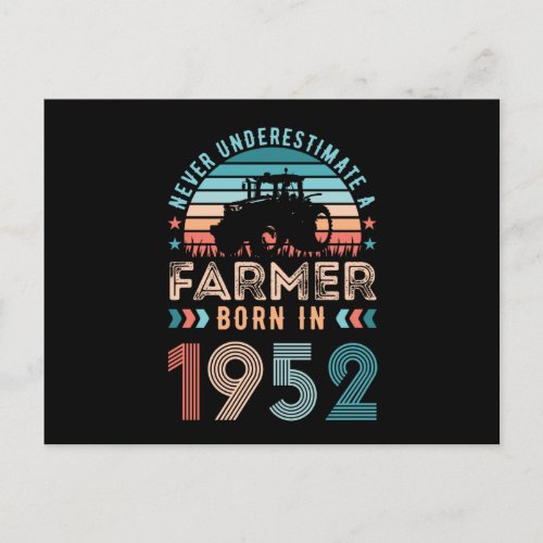 Farmer born 1952 70th Birthday Farming Gift Retro Postcard