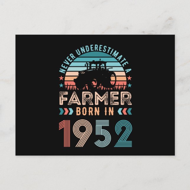 Farmer born 1952 70th Birthday Farming Gift Retro Postcard (Front)