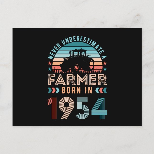Farmer born 1954 70th Birthday Farming Gift Retro Postcard (Front)