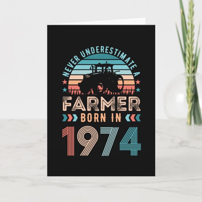 Farmer born 1974 50th Birthday Farming Gift Retro Card (Front)