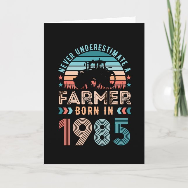 Farmer born 1985 40th Birthday Farming Gift Retro Card (Front)