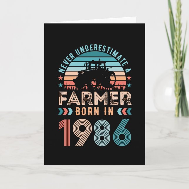 Farmer born 1986 40th Birthday Farming Gift Retro Card (Front)