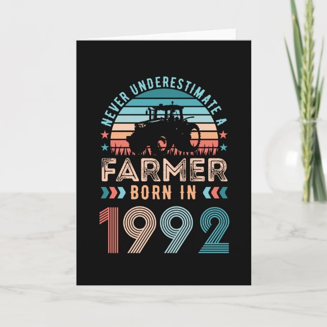 Farmer born 1992 30th Birthday Farming Gift Retro Card (Front)