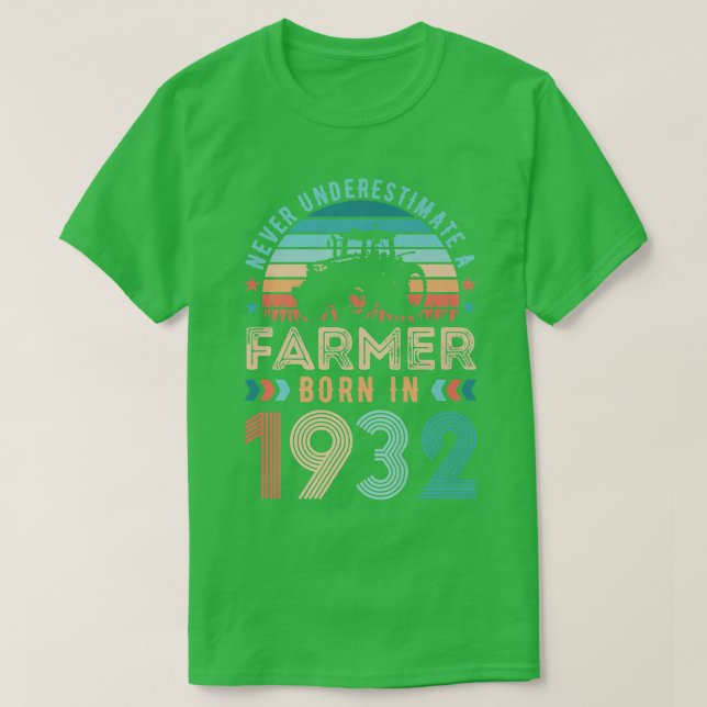 Farmer born in 1932 Farming Gift 90th Birthday  T-Shirt (Design Front)