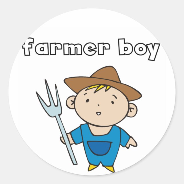 Farmer Boy Tshirts and Gifts Classic Round Sticker (Front)