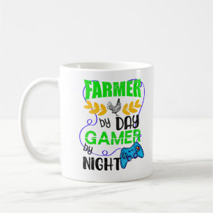 Farmer by Day Gamer by Night, Farming Quote Funny Coffee Mug