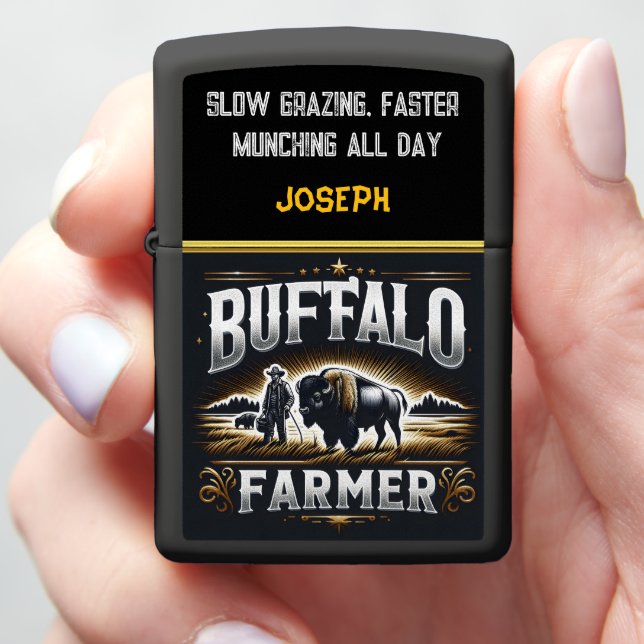 Farmer Caring for His Bison Zippo Lighter (In Hand)