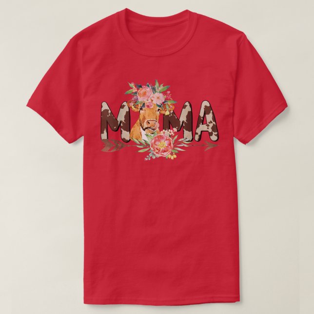 Farmer Cow Mama Mommy Mom Birthday Farm Cow Mother T-Shirt (Design Front)