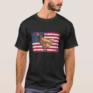 Farmer Dad 4th Of July Patriotic Chicken Daddy T-Shirt