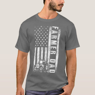 Farmer DAD American Flag Farmer Farming Dad Father T-Shirt