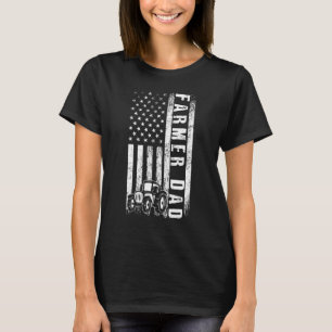 Farmer Dad American Flag Farmer Farming Dad Father T-Shirt
