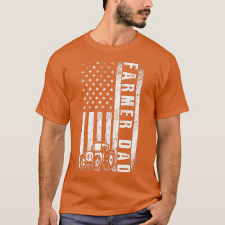 Farmer DAD American Flag Farmer Farming Dad Father T-Shirt