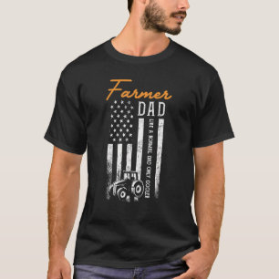 Farmer Dad Like A Normal Dad Only Cooler Usa Flag T-Shirt