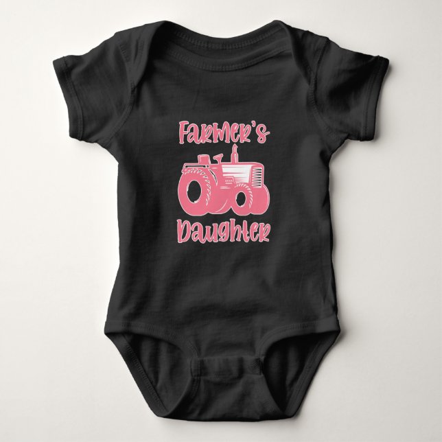 Farmer Daughter Tractor Farm Girl Farming Baby Bodysuit (Front)
