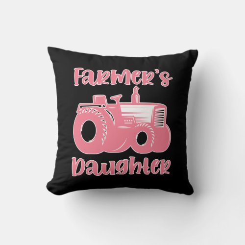 Farmer Daughter Tractor Farm Girl Farming Throw Pillow