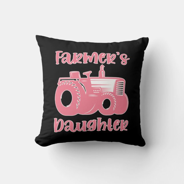 Farmer Daughter Tractor Farm Girl Farming Throw Pillow (Front)