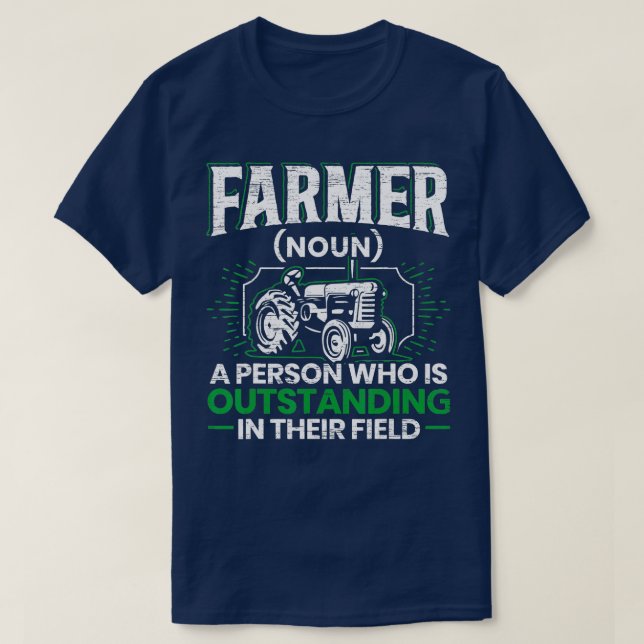 Farmer Definition Funny Tractor Rider Farming Dad  T-Shirt (Design Front)