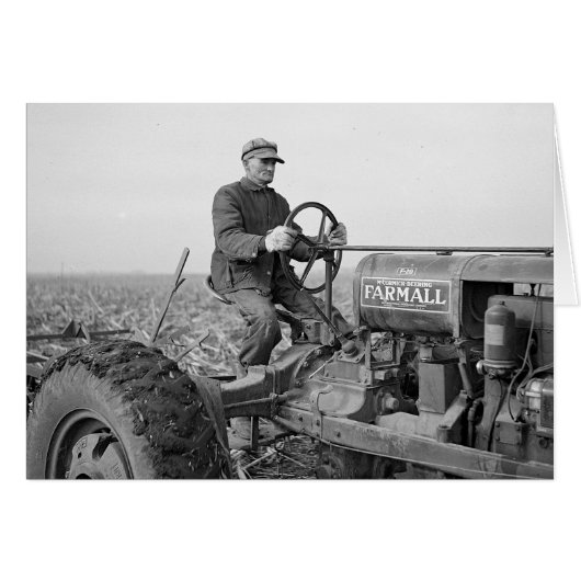 Farmer Driving Tractor, 1937 Cards (Front Horizontal)