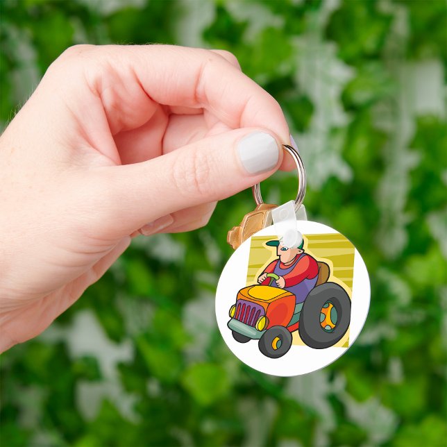 Farmer Driving Tractor Farm Vehicle Keychain (Creator Uploaded)