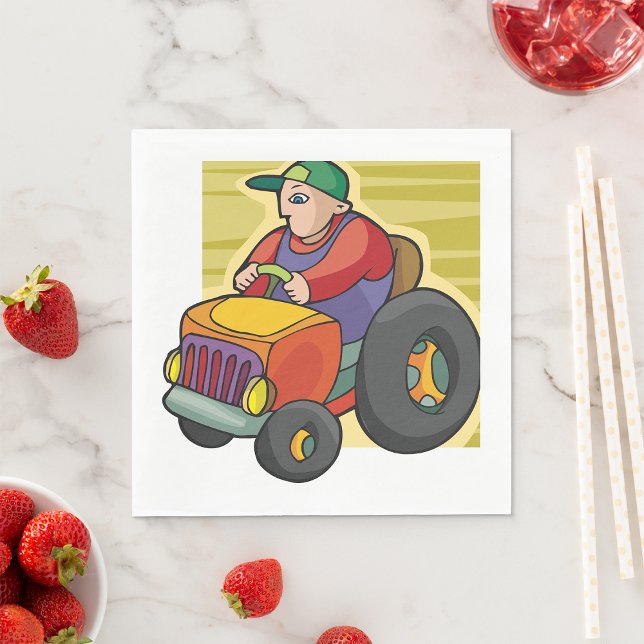 Farmer Driving Tractor Farm Vehicle Napkins (Creator Uploaded)