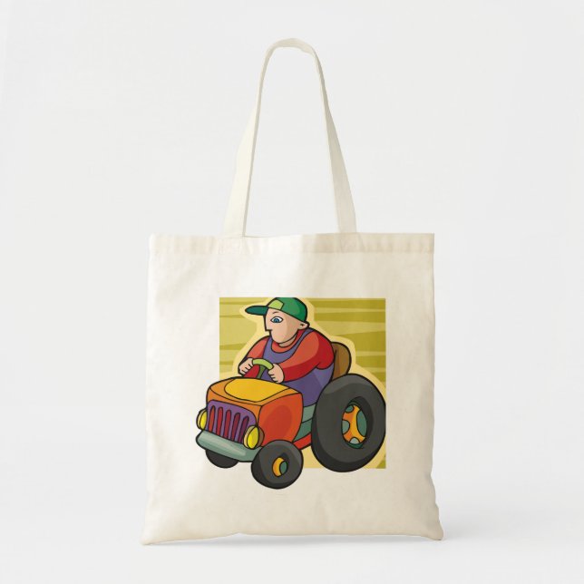 Farmer Driving Tractor Farm Vehicle Tote Bag (Front)